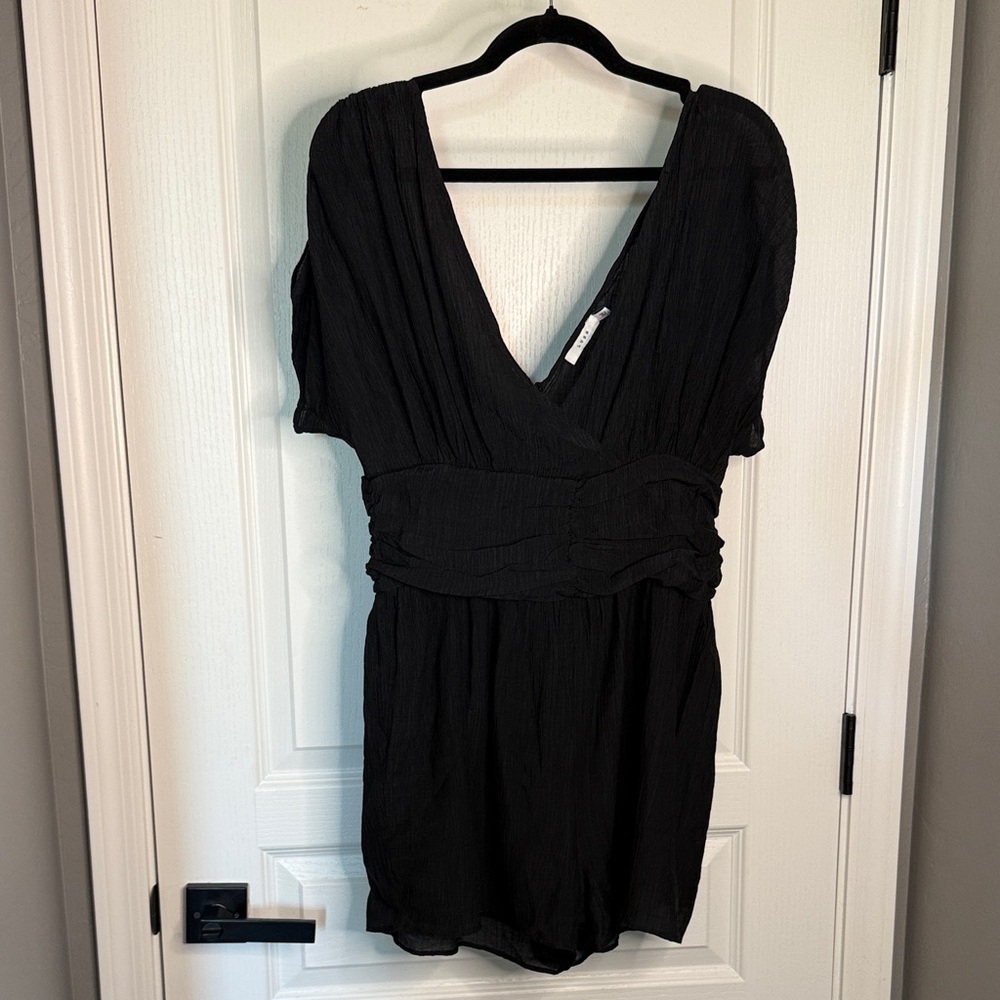 Lush Black V-Neck Short Sleeve Romper